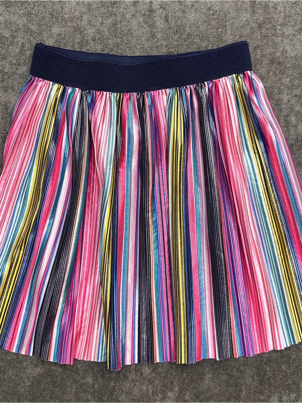 Girls Multicolor Pleated Stripe Skirt